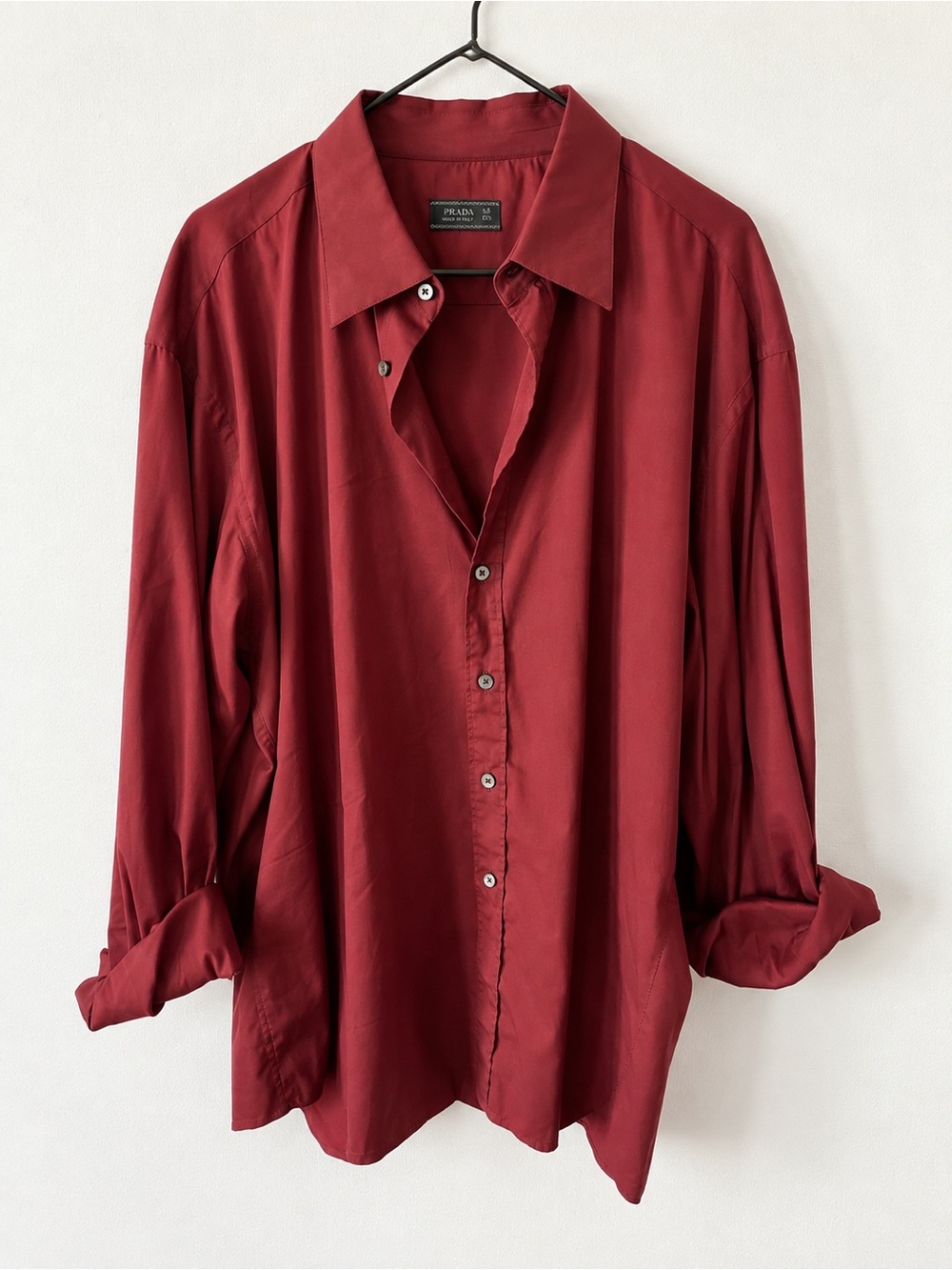 Prada Wine-Red Long Sleeve Button-Down Shirt